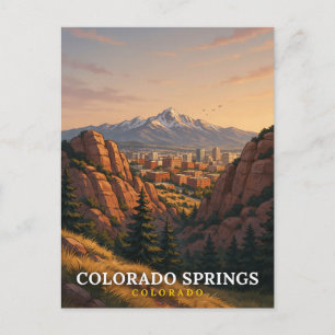 Colorado Springs Mountain Skyline Art Postcard