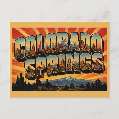 Colorado Springs Red Rock Mountain Art Postcard
