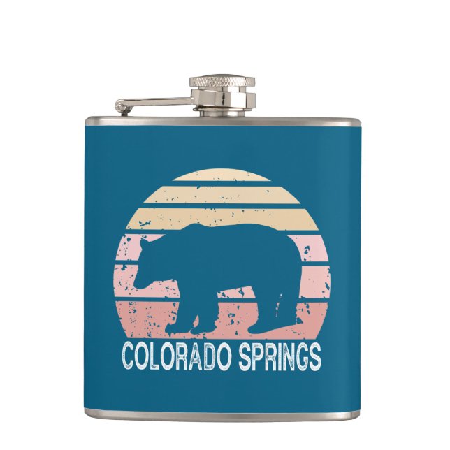 Colorado Springs Retro Bear Flask (Front)