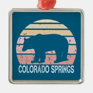 Colorado Springs Retro Bear Metal Ornament
