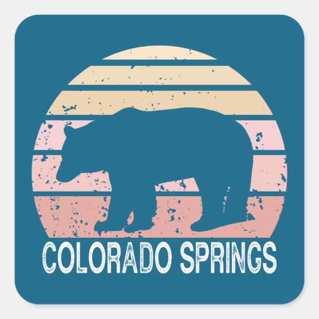 Colorado Springs Retro Bear Square Sticker (Front)