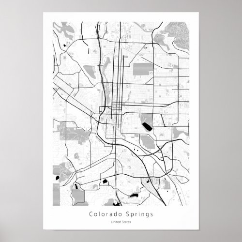 Colorado Springs Simple Modern Minimal City Map Poster