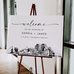 Colorado Springs Skyline Modern Wedding Welcome Foam Board