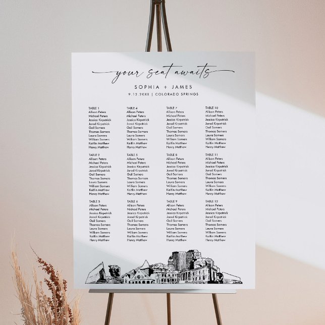 Colorado Springs Skyline Seating Chart 18x24  Foam Board (Creator Uploaded)