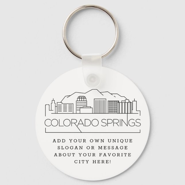 Colorado Springs Stylized Skyline | Custom Slogan Keychain (Front)
