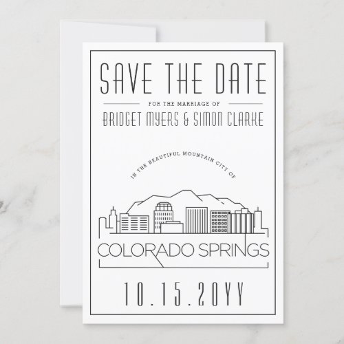 Colorado Springs Wedding  Skyline Save the Date Invitation