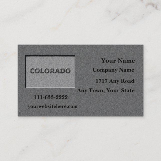 Colorado State Business card  carved stone look (Front)