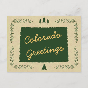 Colorado State Christmas Holiday Greetings Postcard
