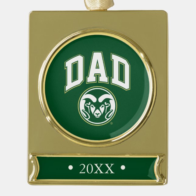 Colorado State Dad Gold Plated Banner Ornament (Front)