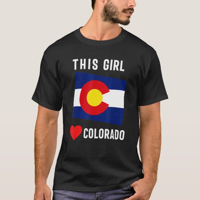 Colorado State Denver Flag Souvenir Mountain Vinta T-Shirt (Front)