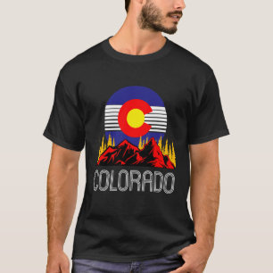 Colorado State Denver Flag Souvenir Mountain Vinta T-Shirt