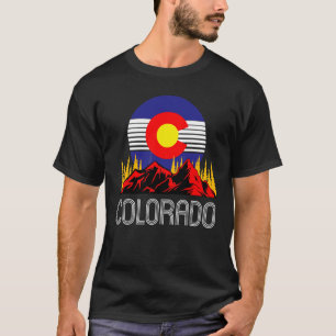 Colorado State Denver Flag Souvenir Mountain Vinta T-Shirt