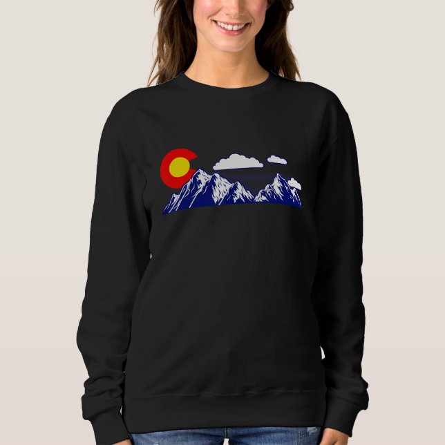 Colorado State Denver Map Flag Co Souvenir Mountai Sweatshirt (Front)