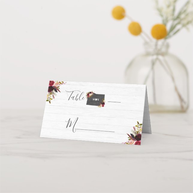 Colorado State Destination Rustic Table Number Place Card (Front)