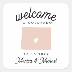 COLORADO State Destination Wedding ANY COLOR! Square Sticker