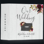 Colorado State Destination Wedding Photo Album 3 Ring Binder<br><div class="desc">Colorado State Destination Rustic Country Chic with White Barn Wood & Marsala Burgundy Watercolor Floral Arrangements & Boho Feathers Wedding Photo Album With trendy Hand Lettered Script font! ~ Check my shop to see the entire wedding collection with this design!</div>