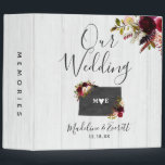 Colorado State Destination Wedding Photo Album 3 Ring Binder<br><div class="desc">Colorado State Destination Rustic Country Chic with White Barn Wood & Marsala Burgundy Watercolor Floral Arrangements & Boho Feathers Wedding Photo Album With trendy Hand Lettered Script font! ~ Check my shop to see the entire wedding collection with this design!</div>