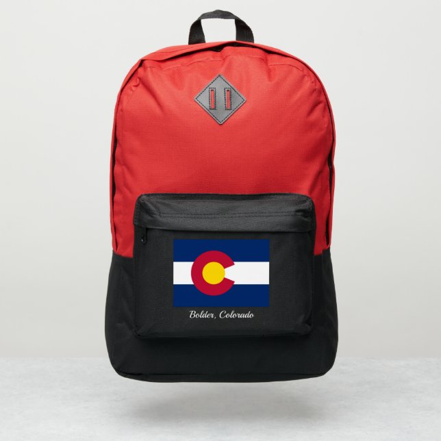 Colorado State Flag Add Script Scarlet Red Port Authority® Backpack (Front)
