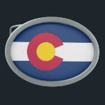 Colorado State Flag Belt Buckle<br><div class="desc">Patriotic Colorado state flag.</div>