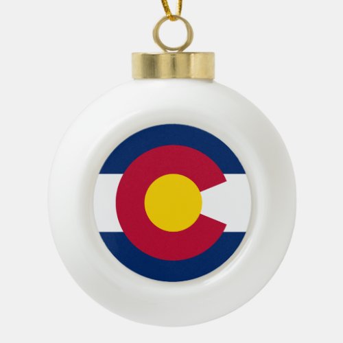 Colorado State Flag Ceramic Ball Christmas Ornament