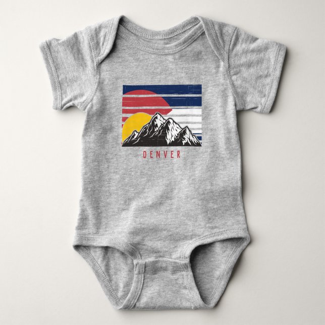 Colorado State Flag Custom City Name Mountains Baby Bodysuit (Front)