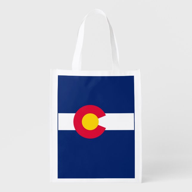 Colorado State Flag Design Reusable Grocery Bag (Front)