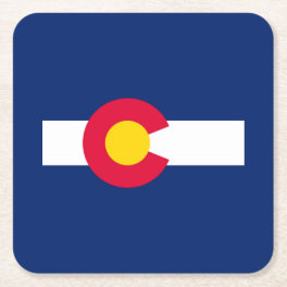 Colorado State Flag Design Square Paper Coaster