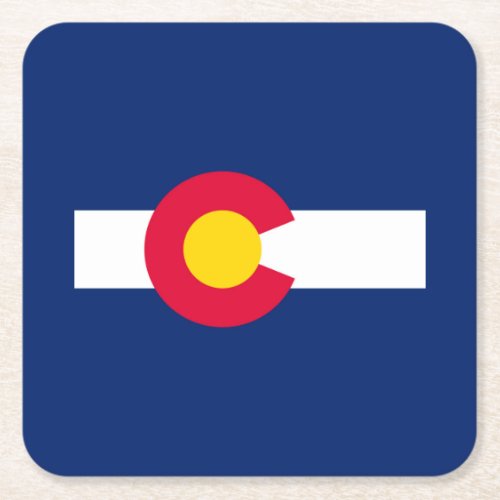 Colorado State Flag Design Square Paper Coaster