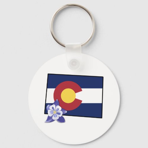 Colorado State Flag Flower Colorado Blue Columbine Keychain