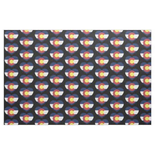 Colorado State Flag Love Heart Pattern Fabric