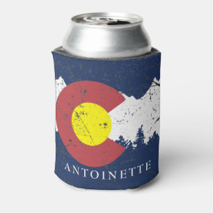 Colorado State Flag Monogrammed Can Cooler