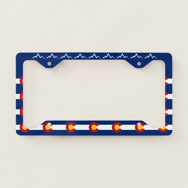 Colorado State Flag Mountains License Plate Frame (Front)