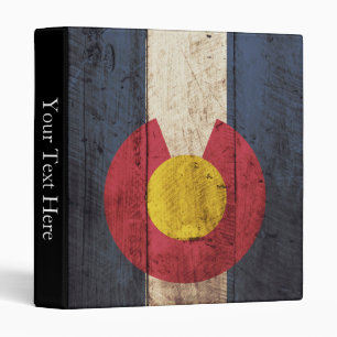 Colorado State Flag on Old Wood Grain 3 Ring Binder