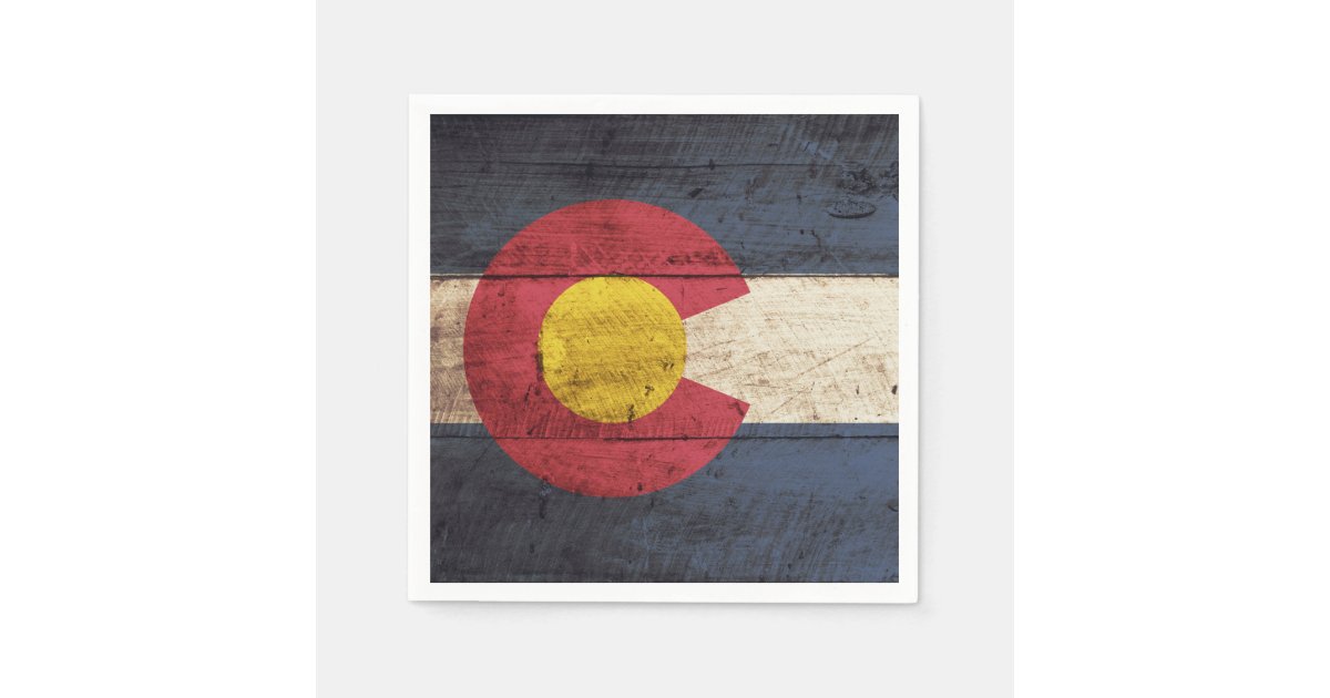 Colorado State Flag on Old Wood Grain Paper Napkins Zazzle