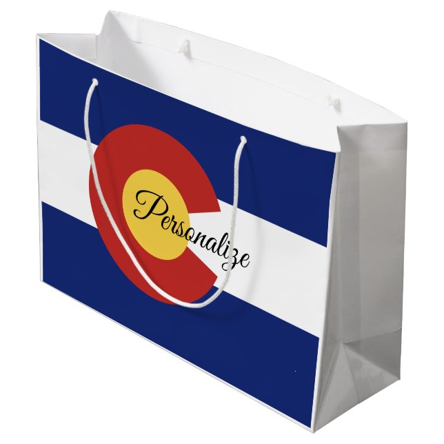 Colorado state flag personalized gift bags (Back Angled)