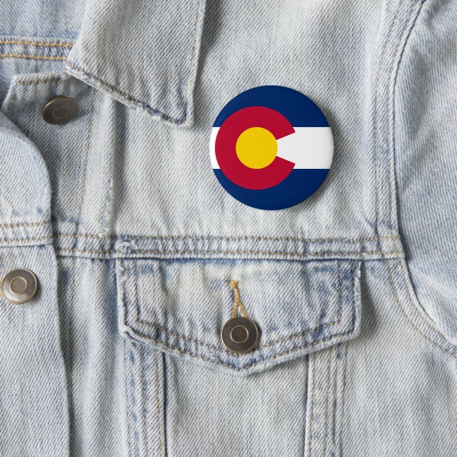 Colorado State Flag Pinback Button (In Situ)