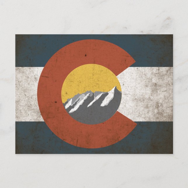 Colorado State Flag PostCard Grunge Mountains (Front)