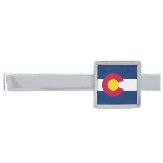 Colorado State Flag Silver Finish Tie Bar (Front)