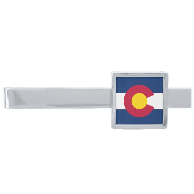 Colorado State Flag Silver Finish Tie Bar (Front)