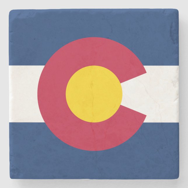 Colorado State Flag Stone Coaster (Front)