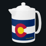 Colorado State Flag Teapot<br><div class="desc">Colorado noted for its vivid landscape of mountains, forests, high plains, mesas, canyons, plateaus, rivers, and desert lands. Everyone loves to travel. Personally, I would love to travel to all 50 states and explore outside countries. Since I am from America, I will try to get the best of each state....</div>
