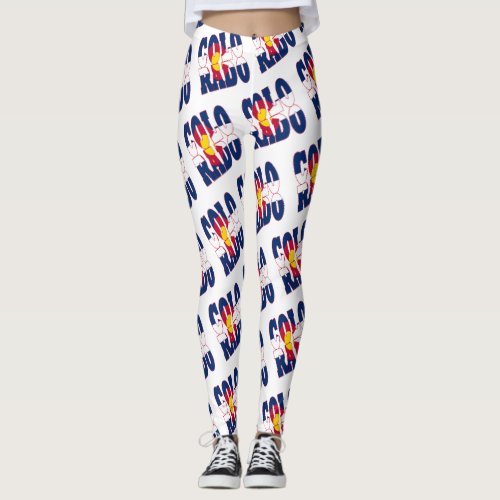 Colorado state flag text pattern leggings