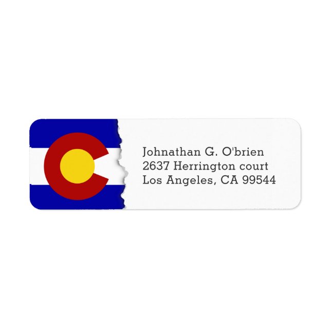 Colorado State Flag White Personalized Label (Front)