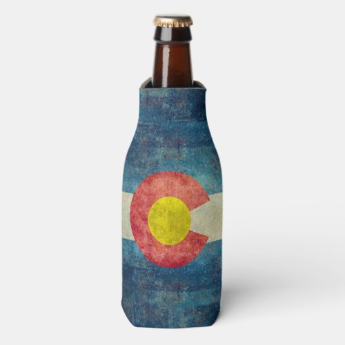 Colorado State flag with vintage retro grungy look Bottle Cooler