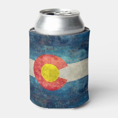 Colorado State flag with vintage retro grungy look Can Cooler