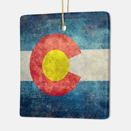 Colorado State Flag With Vintage Retro Grungy Look Ceramic Ornament