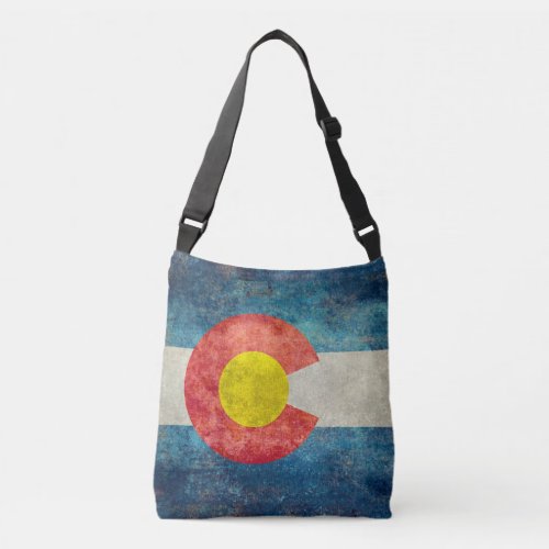 Colorado State flag with vintage retro grungy look Crossbody Bag