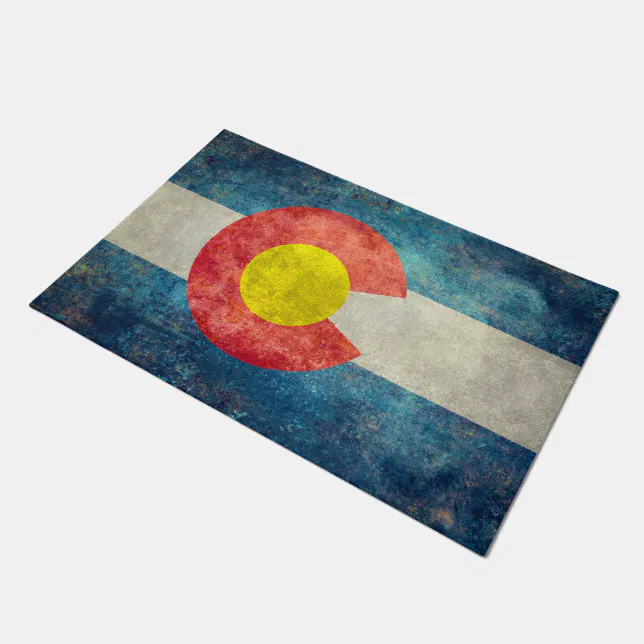 Colorado State flag with vintage retro grungy look Doormat Zazzle
