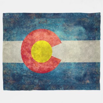Colorado State Flag With Vintage Retro Grungy Look Fleece Blanket by Lonestardesigns2020 at Zazzle