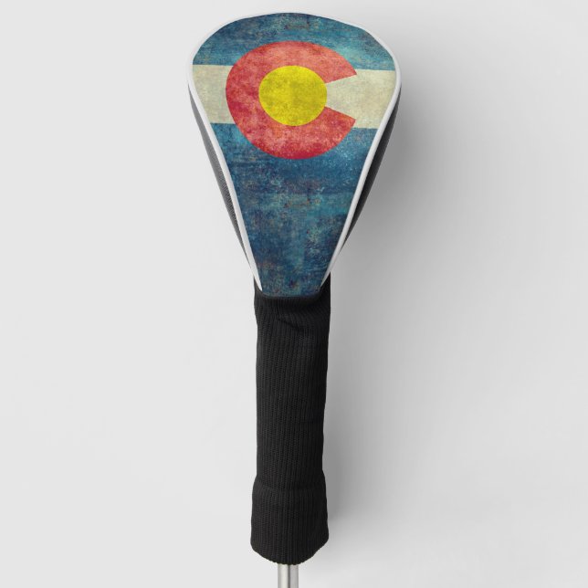 Colorado State flag with vintage retro grungy look Golf Head Cover (Front)